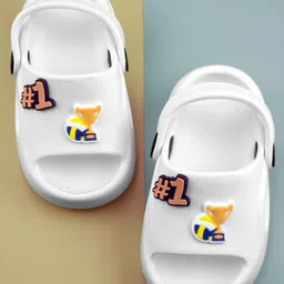 Yellow Bee Trophy Applique Detailed With Sling Back Clogs - White-picture-15