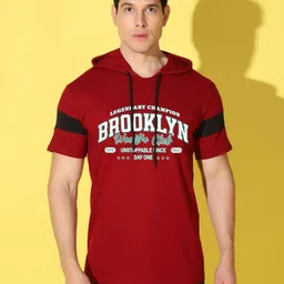 WOOSTRO Men Typography Printed Hooded Slim Fit T-shirt-picture-31