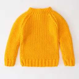 Woonie Handknitted Self Design Sweater - Yellow image 3