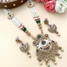 Varnii Gold-Plated Alloy Artificial Stones & Beads Jewellery Set-picture-23