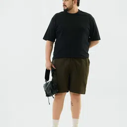 Snitch Men Plus Size Olive Mid-Rise Regular Fit Shorts image 5