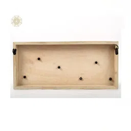 Exotic India Peach-Colored & Black Textured Wooden 22" Wood and Iron Wall Decor Hooks image 3