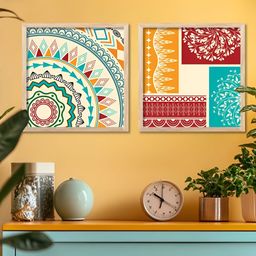 Kotart Brown & White 2 Pieces Ethnic Wooden Wall Arts-picture-6