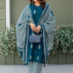 BAPS Women Ethnic Motifs Printed Regular Kurta with Trousers & With Dupatta-picture-30