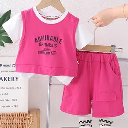 INCLUD Boys Typography Printed Round Neck T-Shirt With Shorts-image-49