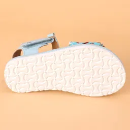 Babyoye Velcro Closure Sandals with Floral Design- Sky Blue image 5