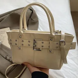 LULU & SKY Women Solid Structured Buckle Detail Handheld Bag-picture-33