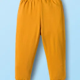 Babyhug Terry Knit Full Sleeves T-Shirt & Lounge Pant Set With Stripes & Animal Embroidery - Yellow image 5