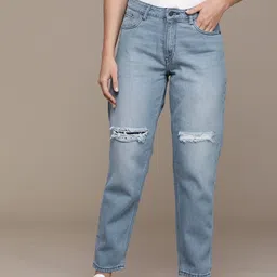Moda Rapido Women Straight Fit Mildly Distressed Light Fade Stretchable Jeans-image-32