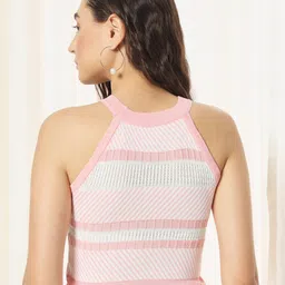 BAESD Self Design Round Neck Sleeveless Fitted Crop Top image 4