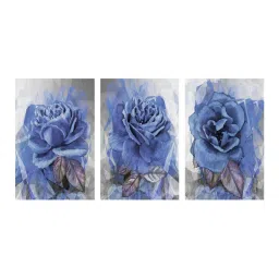 999Store Grey & Blue Roses Art 3 Frame Canvas Paintings image 2