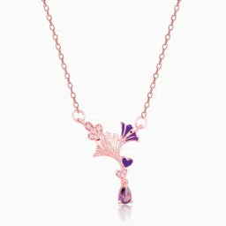 GIVA 925 Silver Rose Gold Sparkling Ginkgo Leaf Necklace image 2