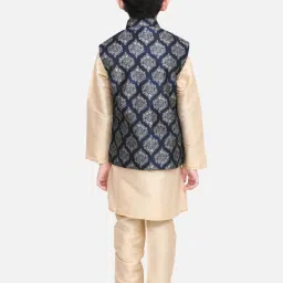 LilPicks Kids Beige & Blue Printed Full Sleeves Kurta Set image 2