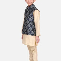 LilPicks Kids Beige & Blue Printed Full Sleeves Kurta Set image 3