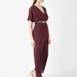 Miss Chase Wine Maxi Jumpsuit image 3