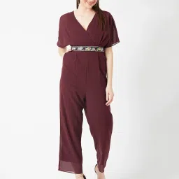 Miss Chase Wine Maxi Jumpsuit image 4