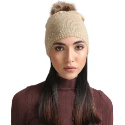 Kazo Beige Embellished Beanies image 2