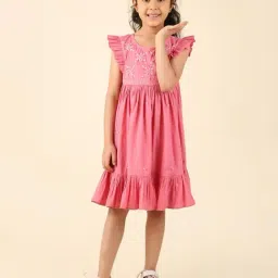 Fabindia Kids Pink Embroidered Dress-picture-25