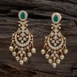 Kushal's Fashion Jewellery Green Golden Earrings for Women-picture-37