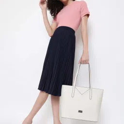 KLEIO White Solid Medium Tote Handbag image 2