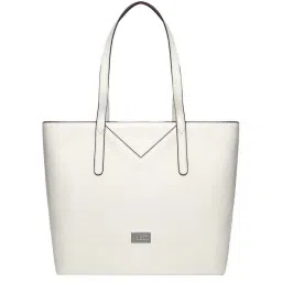 KLEIO White Solid Medium Tote Handbag image 1