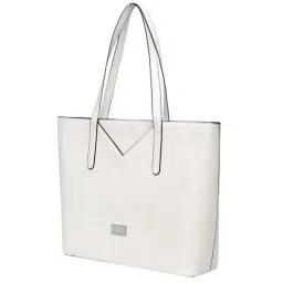 KLEIO White Solid Medium Tote Handbag image 5