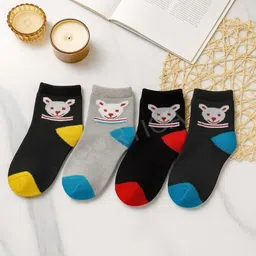 CORTICA Kids Pack of 4 Patterned Cotton Ankle Length Socks-picture-14