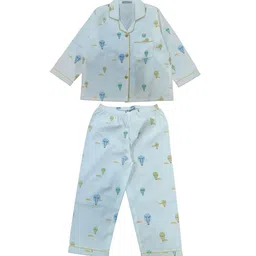 shopbloom Unisex Kids Conversational Printed Lapel Collar Night suit-picture-54