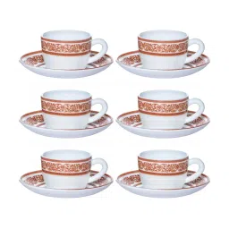 Cello White Opalware Cup & Saucer - Set of 6 image 2