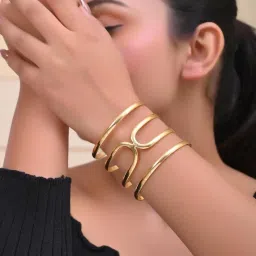 VOJ Gold Plated Multi Layer Cuff Bracelet image 2