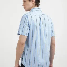 Tommy Hilfiger Blue Cotton Regular Fit Striped Shirt image 2