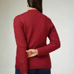 Soch Maroon Self Design Cardigan image 2