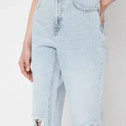Vero Moda Light Blue Relaxed Fit Distressed Jeans image 5