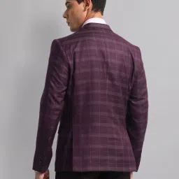 Ad By Arvind Maroon Regular Fit Checks Blazer image 2