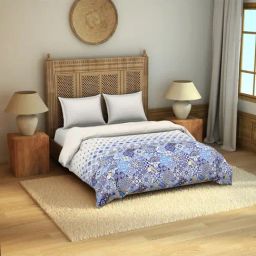 Spaces Anish White & Blue Cotton 210 TC Quilt - Set of 1-picture-26