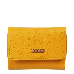 Mochi Ochre Yellow Textured Bi-Fold wallet for Women image 1