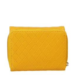 Mochi Ochre Yellow Textured Bi-Fold wallet for Women image 3