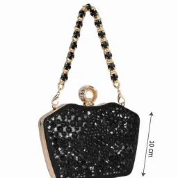Rocia Black Embellished Small Box Clutch image 2