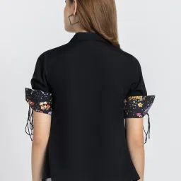 SHAYE Black Floral Print Shirt image 2