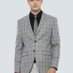 Louis Philippe Grey  Slim Fit Checks Blazer-picture-22