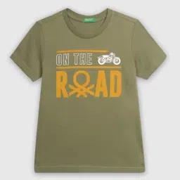 United Colors of Benetton Kids Olive Cotton Textured T-Shirt-picture-19