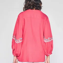 Global Desi Pink Embroidered Top image 2
