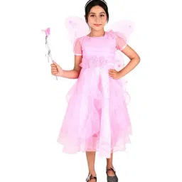 Ahhaaaa Kids Pink Cotton Floral Print Dress-image-20