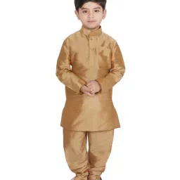 SG Yuvraj Kids Golden Full Sleeves Kurta Set-image-49