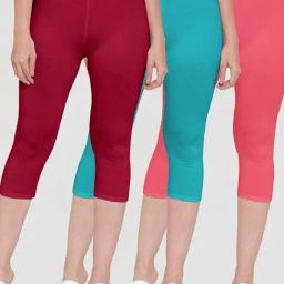Gracit Maroon & Pink Mid Rise Capris - Pack Of 3-picture-49