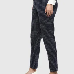 Van Heusen Navy Checkered Formal Trousers image 3