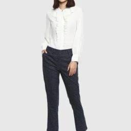 Van Heusen Navy Checkered Formal Trousers image 4