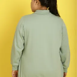 theRebelinme Plus Size Sage Green Fleece Relaxed Fit Sweatshirt image 2