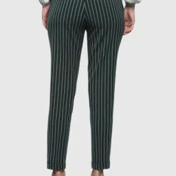 Van Heusen Green Striped Formal Trousers image 2