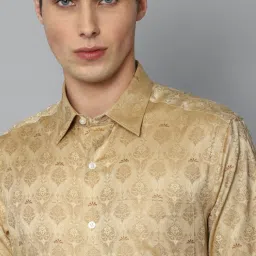 Louis Philippe Gods & Kings Khaki Cotton Regular Fit Printed Shirts image 4